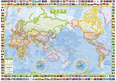 スクリーンマップ 国旗入り世界全図