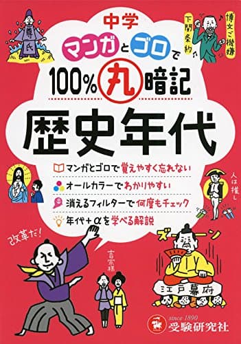 中学 マンガとゴロで100%丸暗記 歴史年代：「五・七・五」のリズムで覚えやすく忘れない！ (受験研究社)