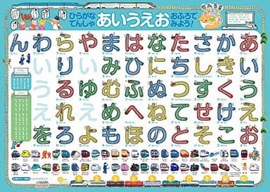 ひらがな でんしゃ あいうえお おふろでみよう!　ぞって おぼえる おふろポスター (せんろを なぞって おぼえる)